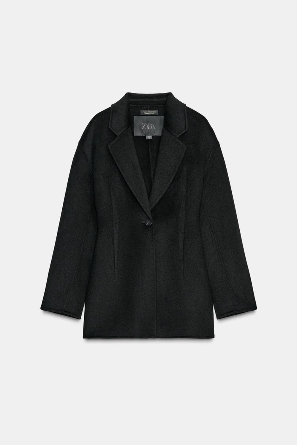 ZARA ПРИТАЛЕННЫЙ БЛЕЙЗЕР ИЗ ШЕРСТИ — ZW COLLECTION, ЧЕРНЫЙ