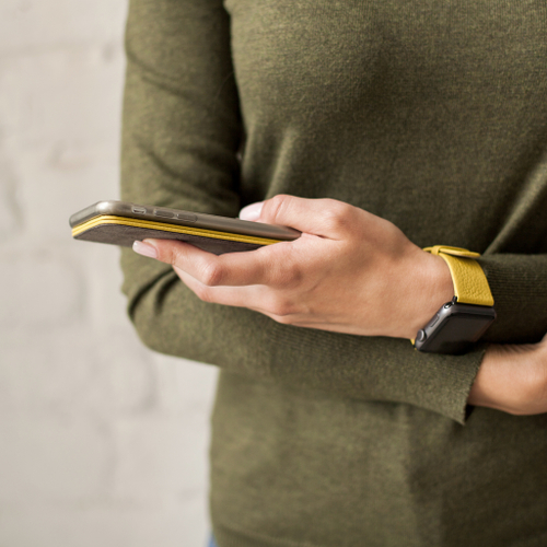 Ремешок для Apple Watch 40/41/42 mm из кожи теленка, желтого цвета