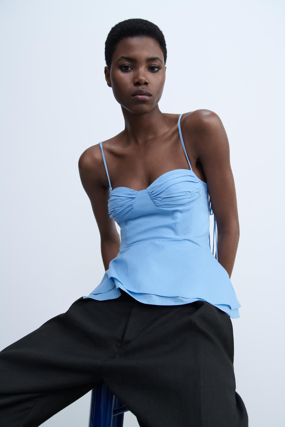 ZARA ТОП-БЮСТЬЕ — КОЛЛЕКЦИЯ ZW, ГОЛУБОЙ