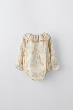 ZARA БОДИ С ЦВЕТОЧНЫМ ПРИНТОМ, БЕЖЕВЫЙ