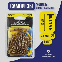 Саморез 4,0x40 универсальный по дереву BAUHOW, 50шт в блистере