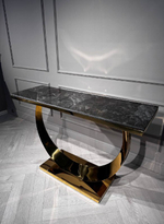 Стол-консоль Ist Casa Прайм, 120х40х78 см, черный мрамор, золотой