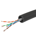 Электротруба ПНД гибкая гофрированная д. 16 мм, цвет черный, с кабелемвитая пара 5EU/UTP нг(А)-HF, 25 м