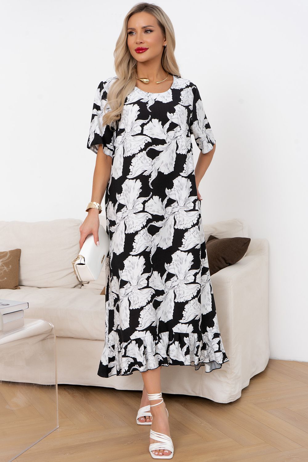 Платье Алсу (черный/белый) Р11-1244 Nikol