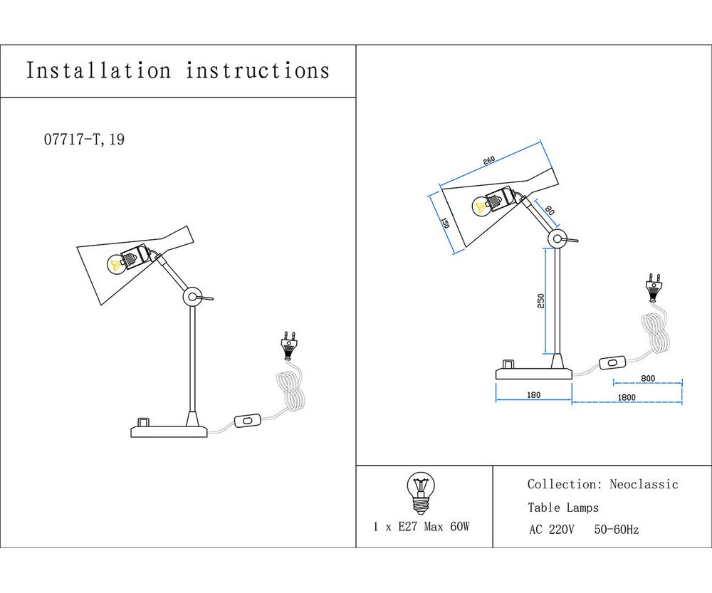 Kink Light 07717-T,19 Настольная лампа Камила черный