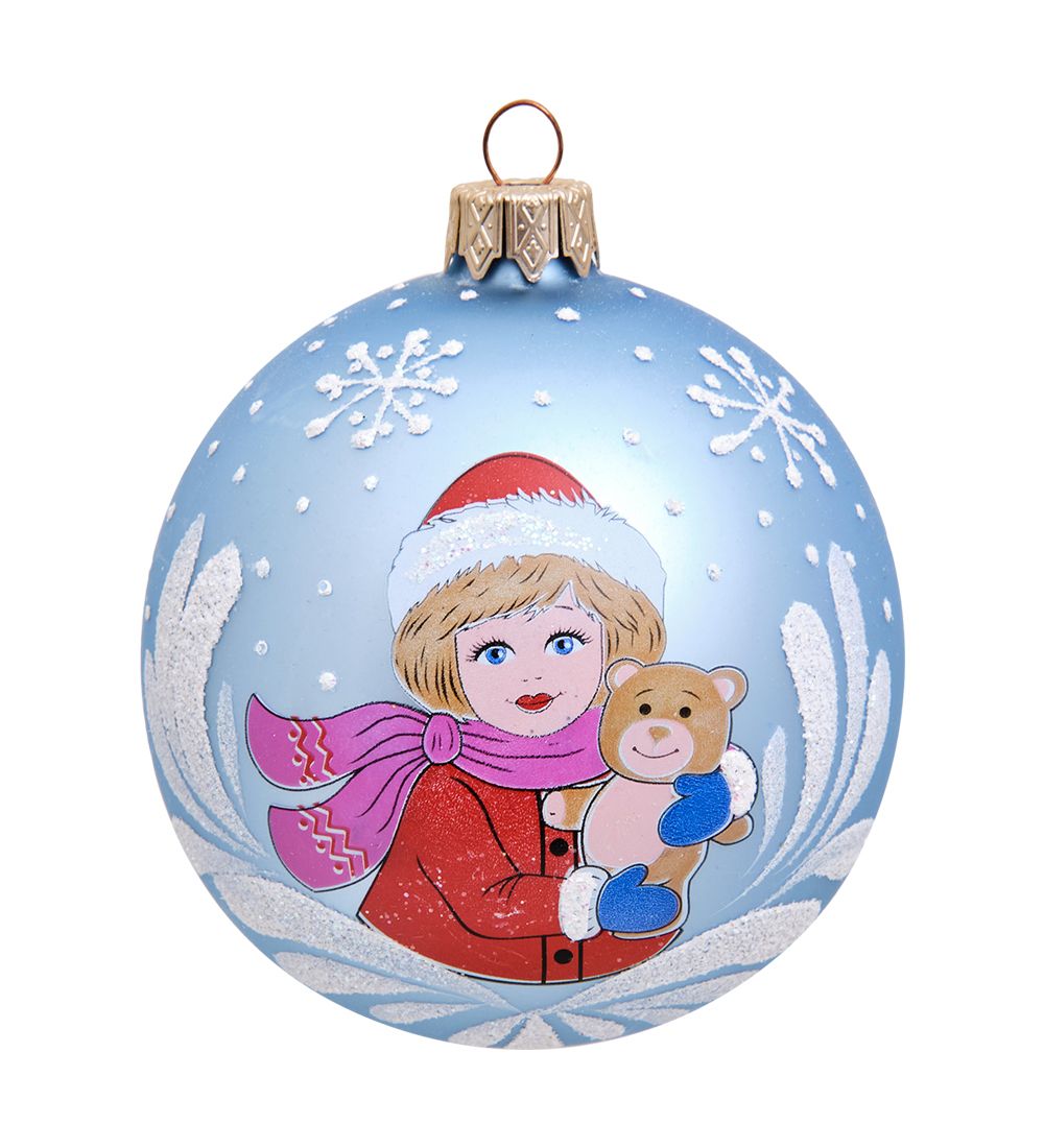 Элита НФШ-1049 Ел. украшение Шар «Девочка с медвежонком» 85 мм