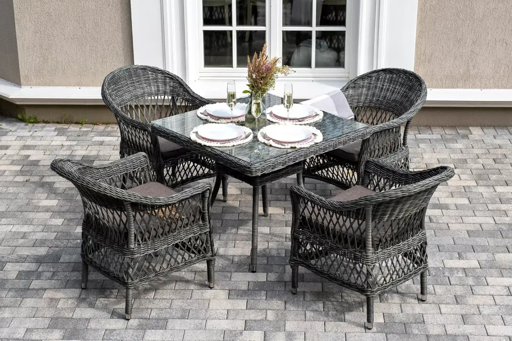 "Сицилия" обеденная группа плетеная, цвет графит