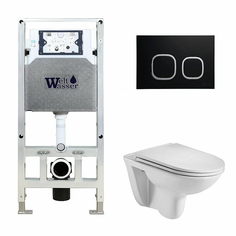 Унитаз с инсталляцией WeltWasser AMBERG 506 ST + BAARBACH 004 GL-WT + AMBERG RD-BL