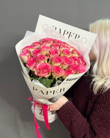 Букет из 25 розовых роз (Кения 40 см)