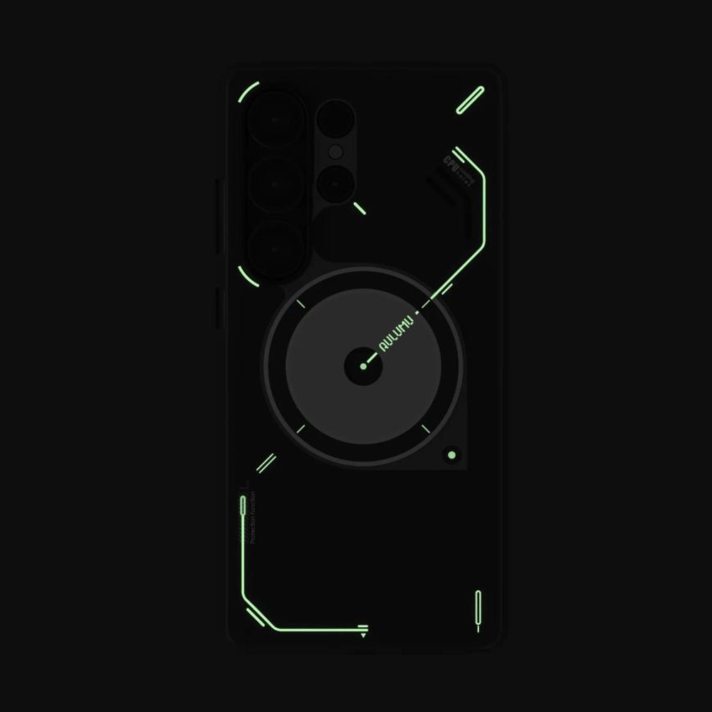 Прозрачный чехол MagSafe Aulumu Frosted Case для Samsung Galaxy S25 Ultra Термополиуретановый чехол в стиле киберпанк с теплорассеиванием в области процессора устройства