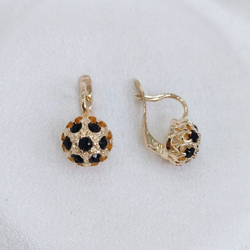 "Малинка" серьги в золотом покрытии из коллекции "Леди" от Jenavi  с английским замком