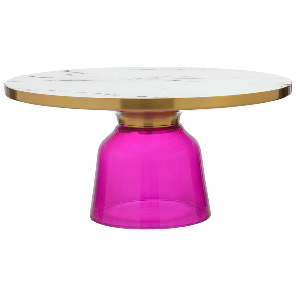 Столик кофейный Berg Odd 75см белый мрамор/фиолетовый