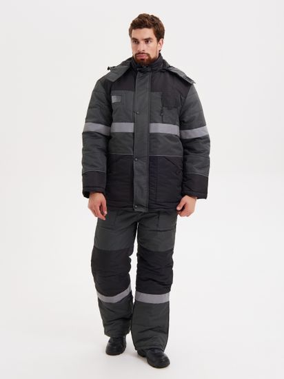 Костюм зимний "Нордмен"полукомбинезон (серый/черный)