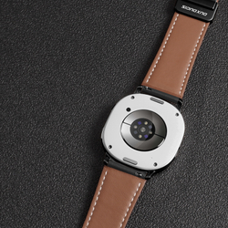 Ремешок из натуральной кожи черного цвета от Dux Ducis для смарт часов Samsung Galaxy Watch 8 (40 и 44мм), серия YA Series