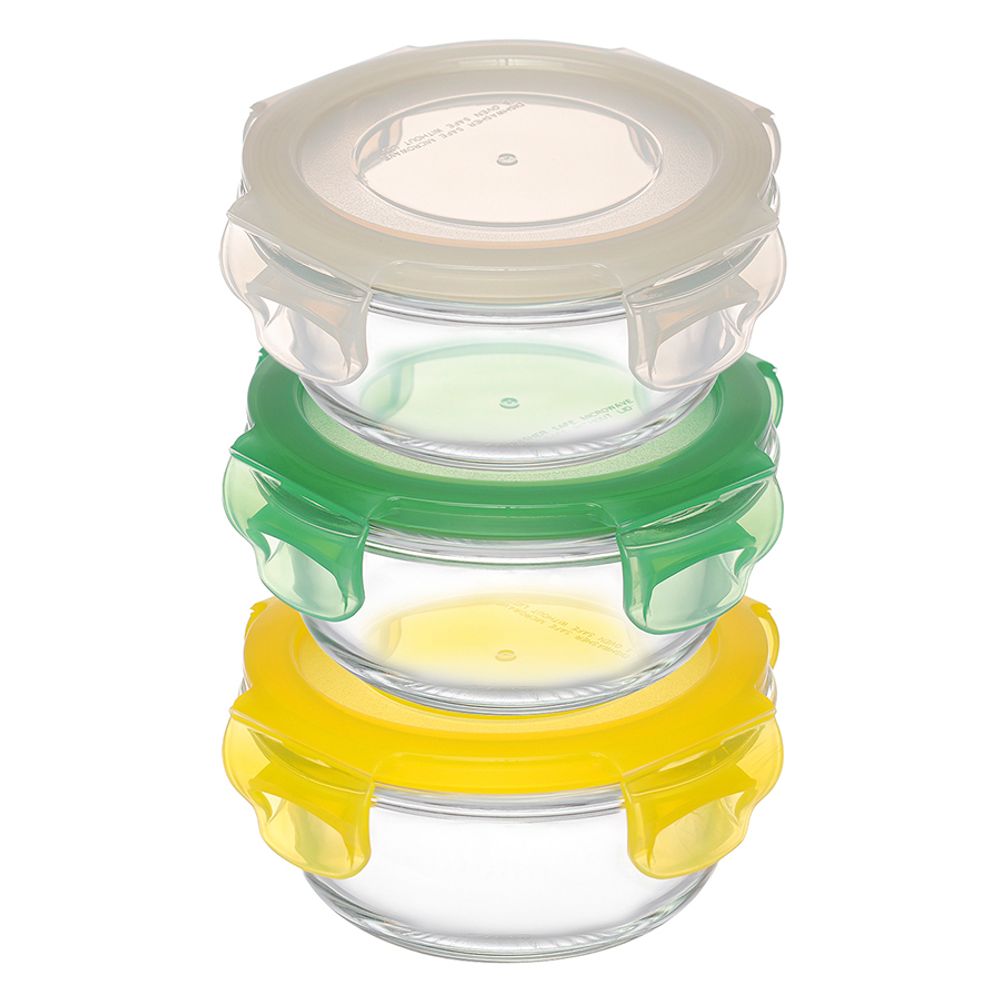 Набор контейнеров для запекания и хранения круглые с крышками на защелках, 3 шт.