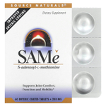 Source Naturals, SAMe, S-аденозил-L-метионин, 200 мг, 60 таблеток, покрытых кишечнорастворимой оболочкой