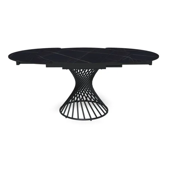 Стол круглый раскладной Lava (120+30+30), керамика матовая Black Gold
