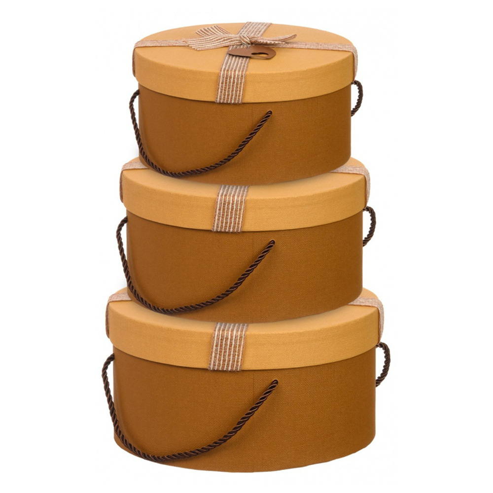 Подарочная коробка Basir 3 в 1, круглые с крышкой, размер 22*12/20.5*10/18.5*8.5 см (диаметр*высота), ассорти