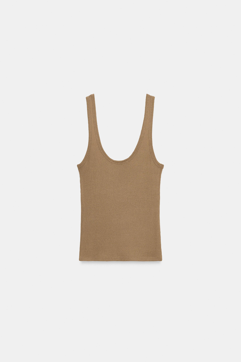 ZARA ТОП В РУБЧИК С ЗЕРКАЛЬНЫМ ДЕКОРОМ, СВЕТЛО-КОРИЧНЕВЫЙ