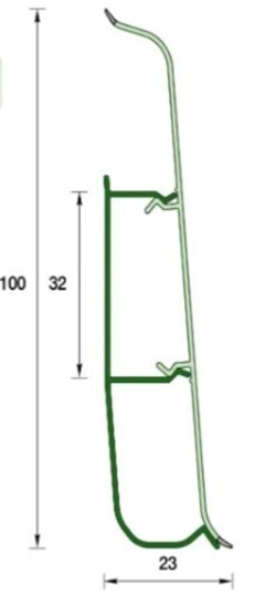 Плинтус напольный ПВХ "Деконика" 255 Ясень бьянко 2200х100х23 мм