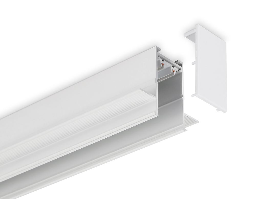 Шинопровод встраиваемый под ГКЛ 12,6мм Magnetic 220V GL1009 WH белый IP20 2000*62.5*56 (заглушки в комплекте)