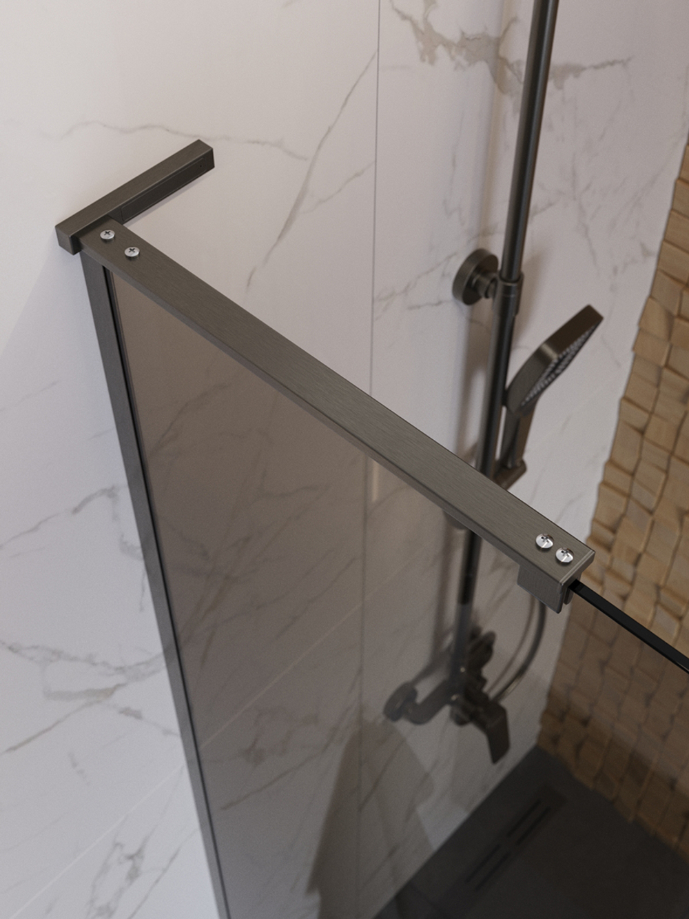 Душевая перегородка BelBagno UNO-L-1-TB-90-BR-GM профиль оружейная сталь, стекло бронза