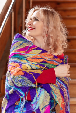 Шаль "Перо Жар-Птицы лиловый"