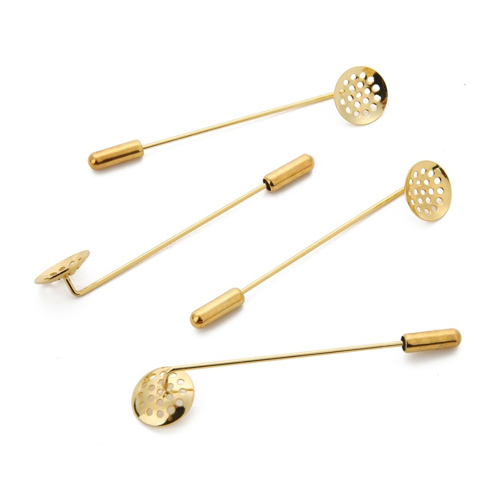 Основа - игла для броши с Кругом(12 мм) ЗОЛОТАЯ 6 см