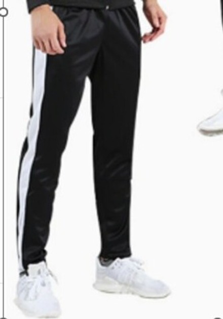 Спортивные штаны черные с белыми полосками 8703