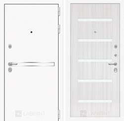 Входная металлическая дверь Лабиринт Лайн WHITE 01 (Белые входные двери) - Cандал белый