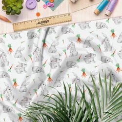 Ткань барби милые зайцы с морковкой