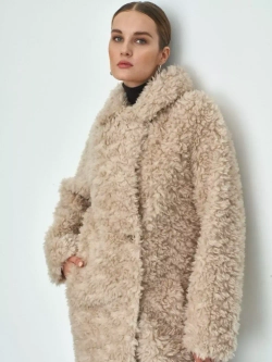 Шуба женская чебурашка тедди эко, светло-бежевая, SilverFox