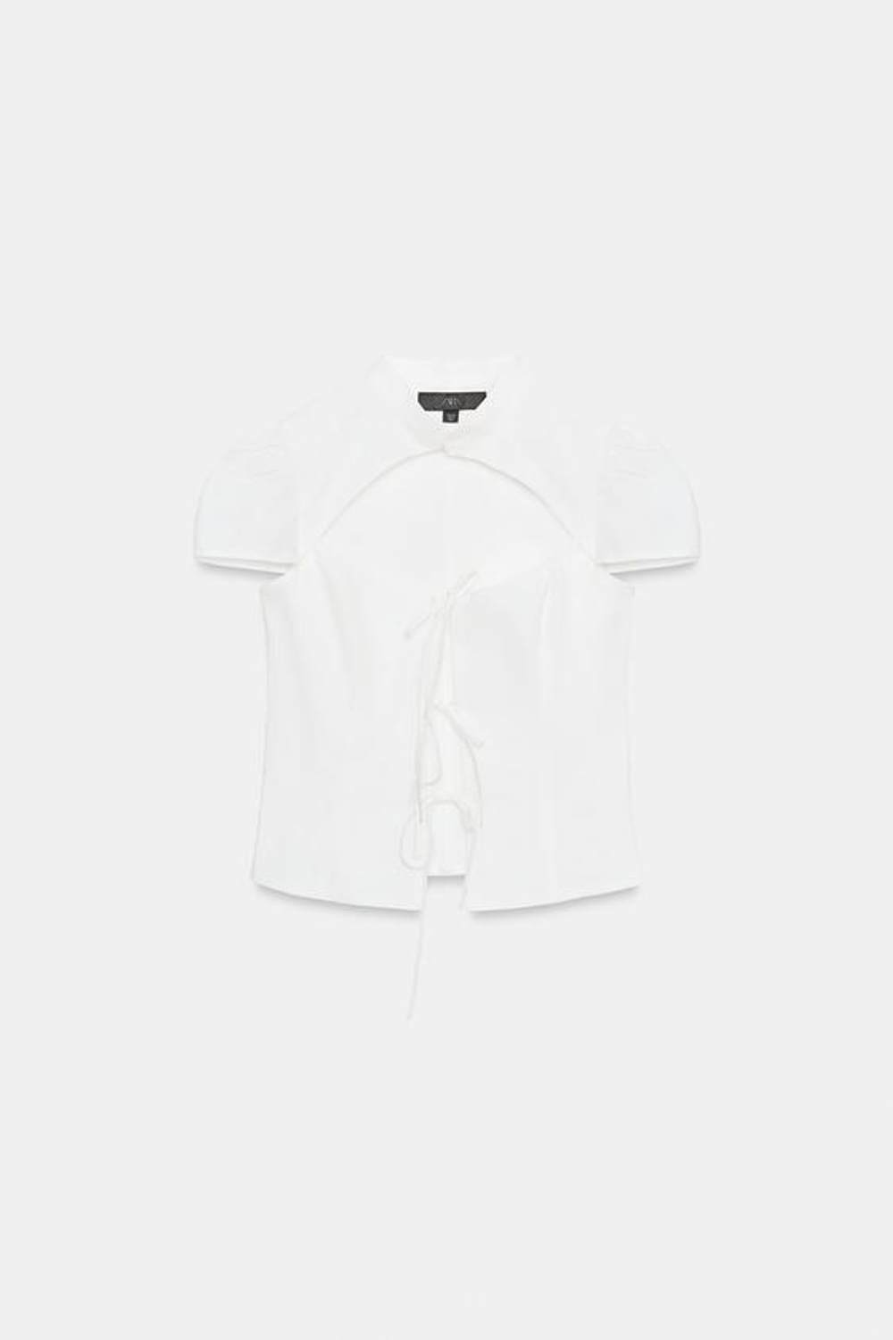 ZARA РУБАШКА ИЗ ПОПЛИНА С РАЗРЕЗОМ И ЗАВЯЗКАМИ, БЕЛЫЙ