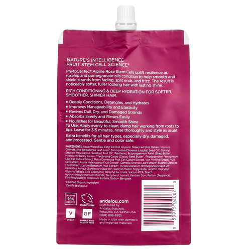 Andalou Naturals, 1000 Roses® Complex, маска для глубокого ухода за волосами, уход за окрашенными волосами, 44 мл (1,5 жидк. унции)