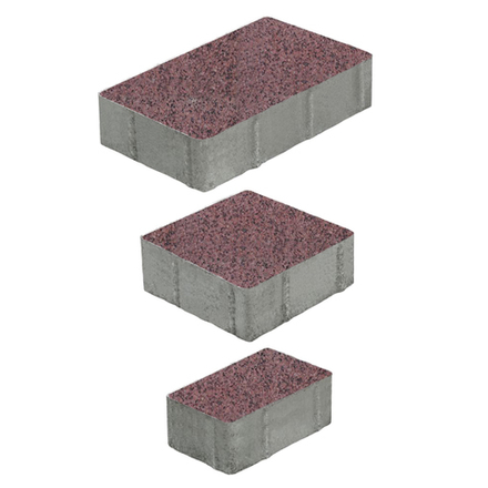 Тротуарная плитка СТАРЫЙ ГОРОД - Гранит+ Красный с черным, комплект из 3 видов плит