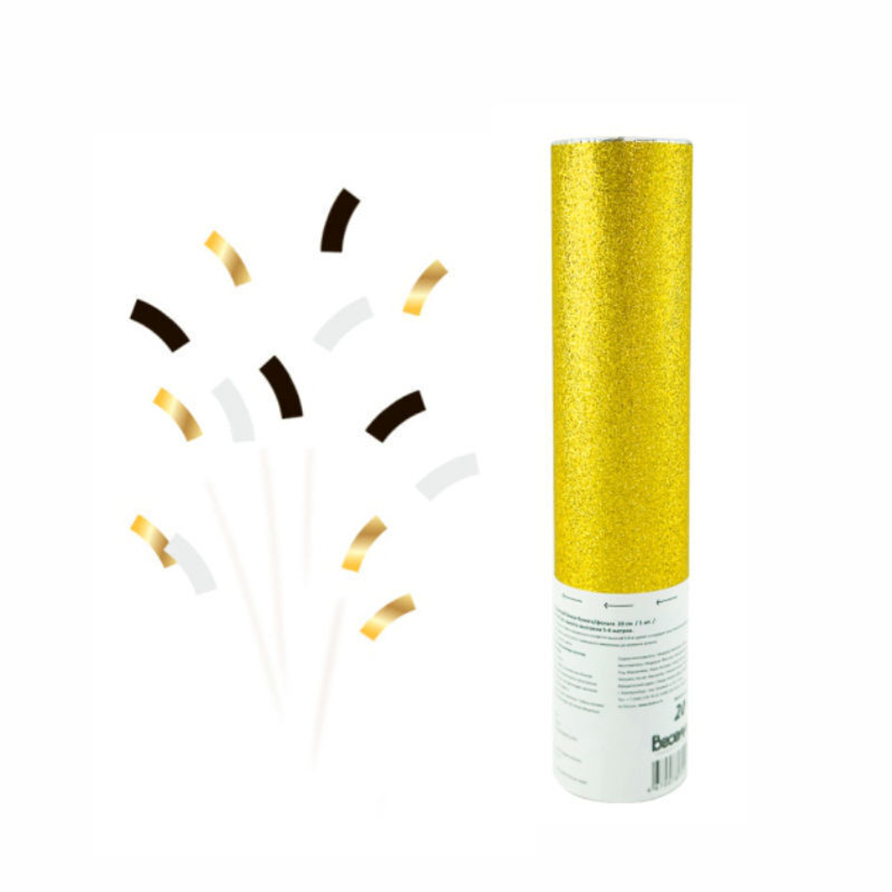 Пневмохлопушка "Золотой глиттер" Монохромный блеск бумага/фольга