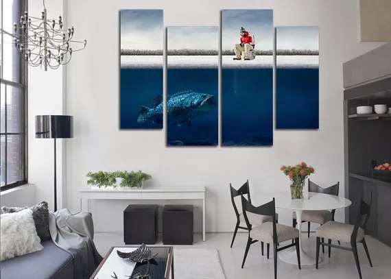 Модульная картина "Зимняя рыбалка"