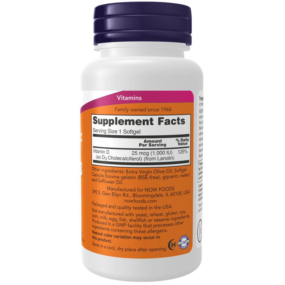 Now Foods Vitamin D3 1000 МЕ 360 softgels, Витамин Д3