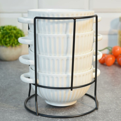 Набор бульонниц 4 предмета 650мл на подставке, 202478