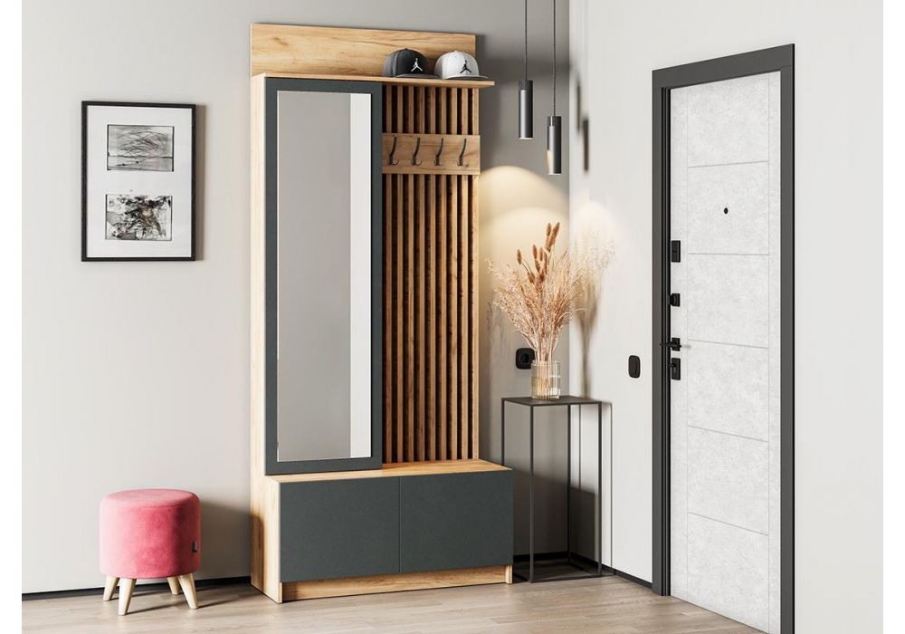 Готовая прихожая Молд 1000 дуб крафт золотой / серый графит