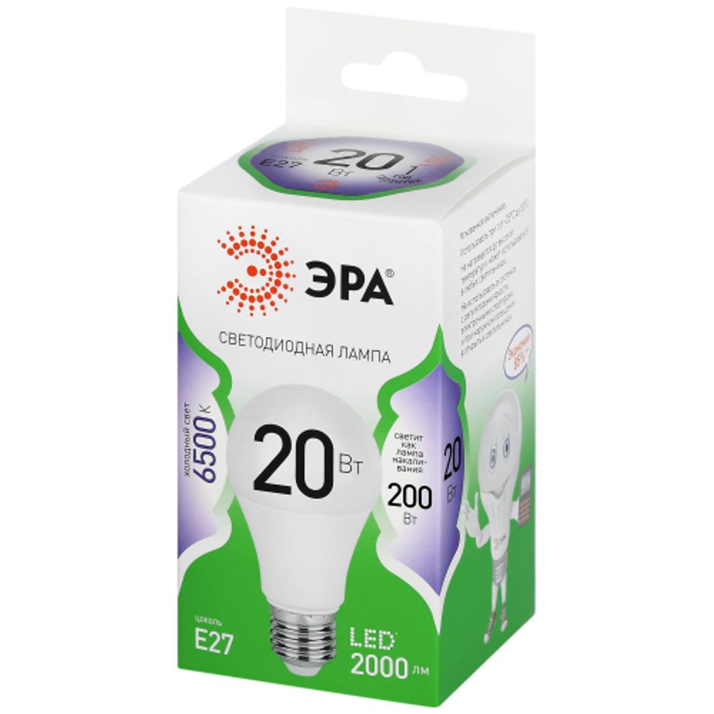 Лампа светодиодная ЭРА GREEN LINE LED A60-20W-865-E27 GL 20Вт груша холодный свет E27 | Лампы cветодиодные Груша (A)