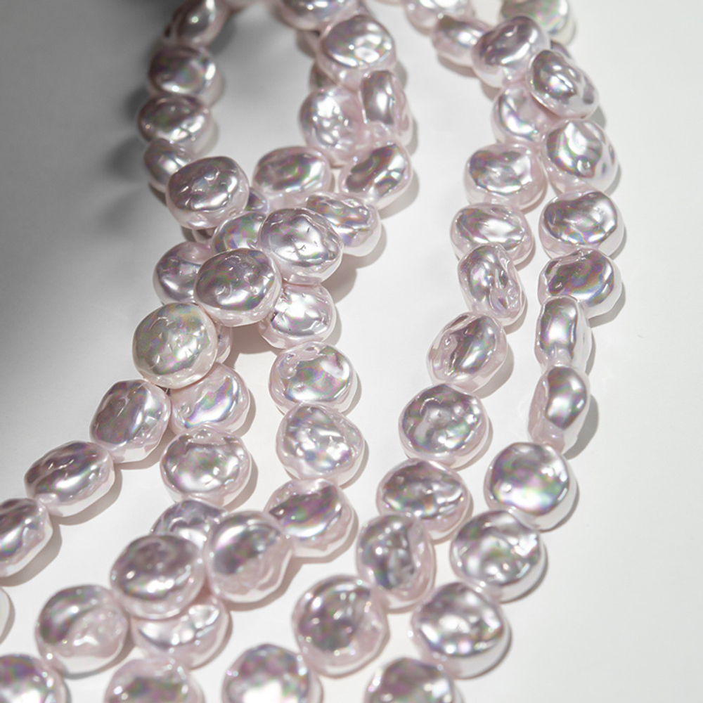 Хрустальный жемчуг в форме монетки, розовый, 13мм