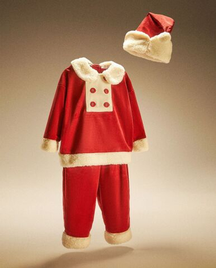 Zara Home Детская бархатная пижама в виде Деда Мороза 1-2 года 5650/117