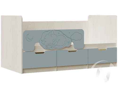 Кровать 1;6*0;8м Детская Юниор-4 (дуб крафт белый/шарли бриз)