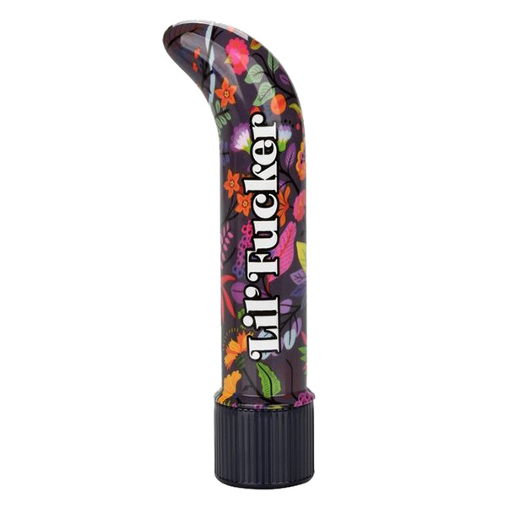 Черный мини-вибратор 12,75см с цветочным принтом California Exotic Novelties Lil Fucker Mini G-Spot Vibrator SE-4410-09-3