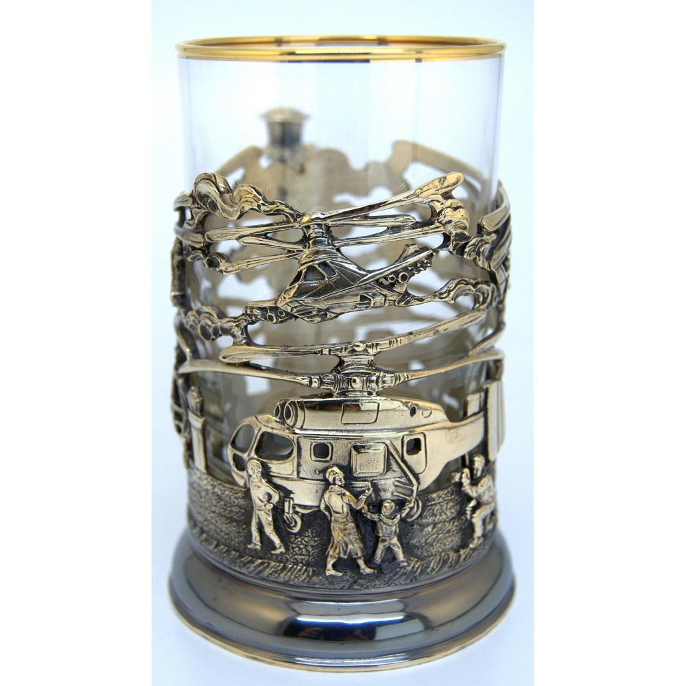 Подстаканник "Вертолеты" (художественное литье) в футляре