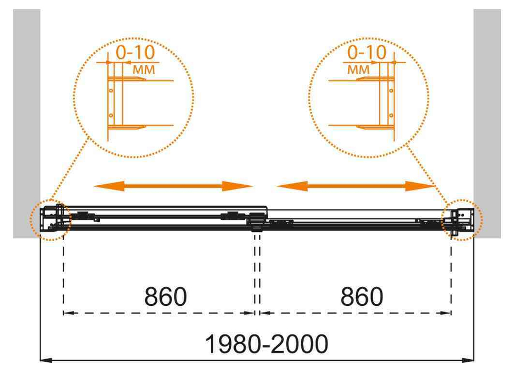 Душевая шторка на ванну Cezares Tandem-Soft-VF-2-200/145-C-Cr-IV