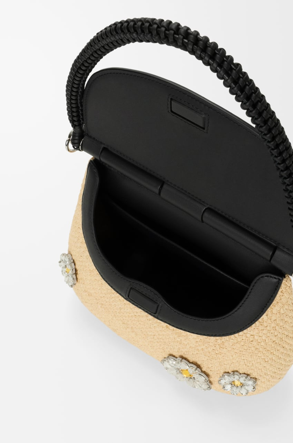 Loewe Средняя сумка Pescador из рафии и телячьей кожи, натуральный/черный