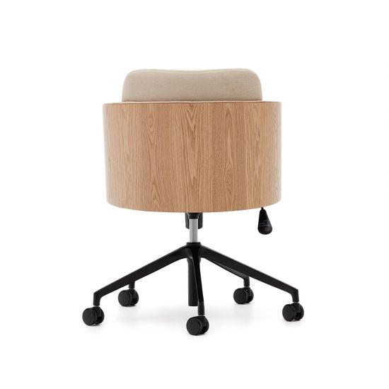 Madai Офисный стул из бежевой синели и ясеневого шпона с натуральной отделкой
