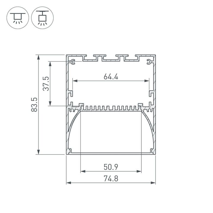 Профиль Arlight ARH-Power-W75-2000 Anod 036349